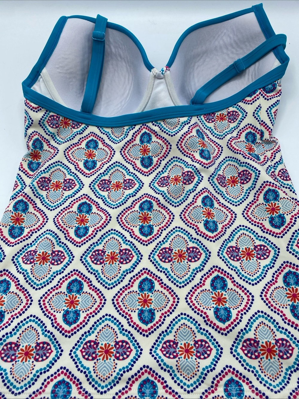 Boden Tankini Swimsuit Swim Holiday Tile Ivory Underwire 34D Bottoms 10 Summer - Picture 4 of 6